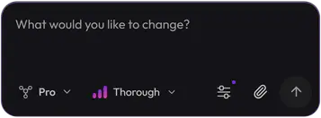 The Sanic AI message box with Pro and Thorough chosen.