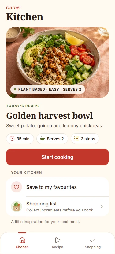 Gather's Kitchen screen.