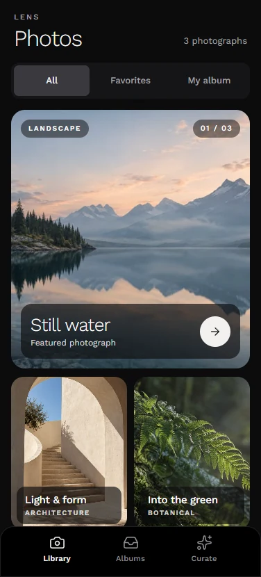 Lens's Library screen.