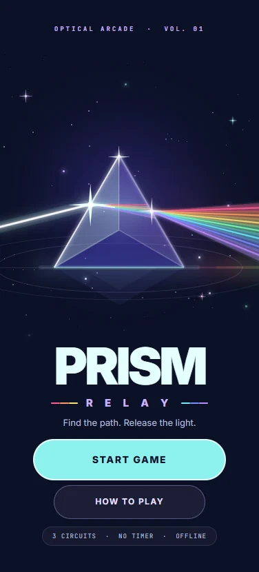 Prism Relay's Title screen.