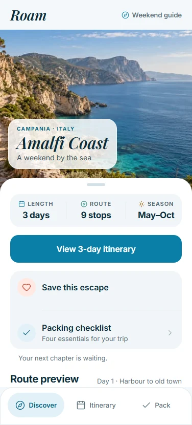 Roam's Discover screen.