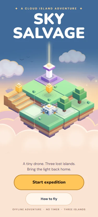 Sky Salvage's Title screen.